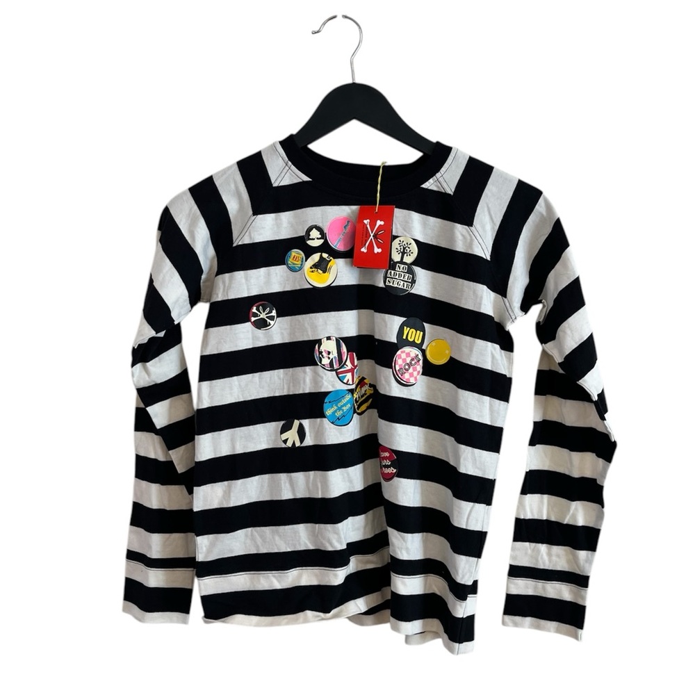No Added Sugar Black and White Long Sleeve Tee with Playful Patches